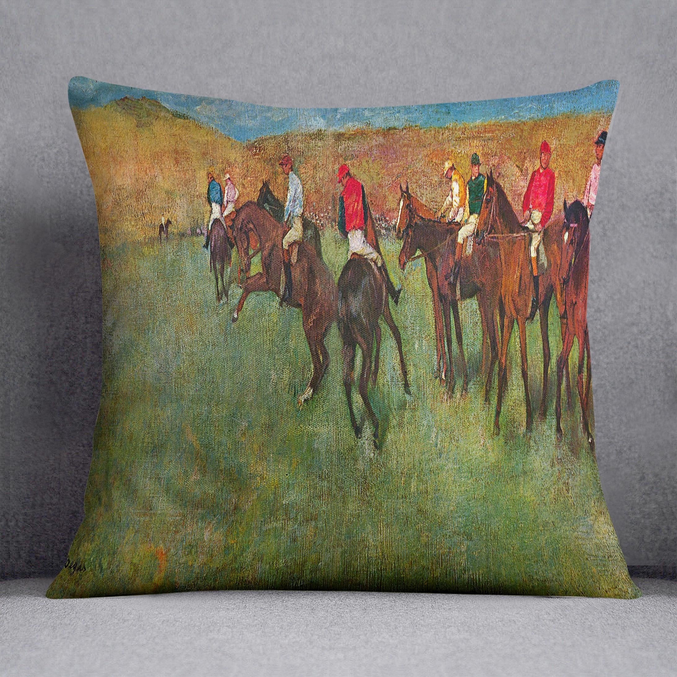 Horse race before the start by Degas Cushion