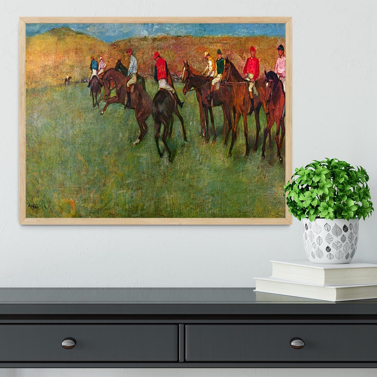 Horse race before the start by Degas Framed Print - Canvas Art Rocks - 4