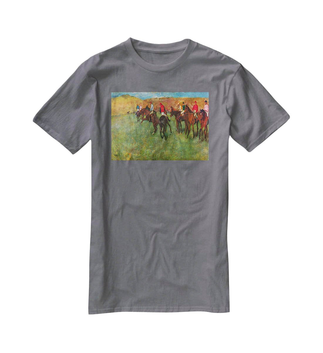 Horse race before the start by Degas T-Shirt - Canvas Art Rocks - 3