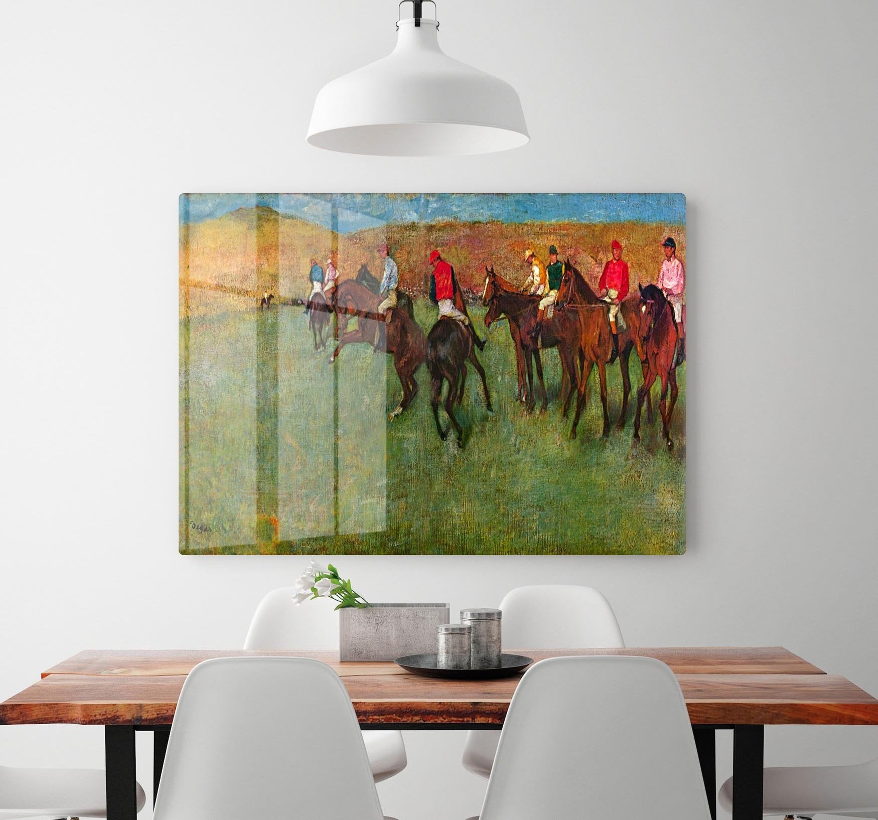 Horse race before the start by Degas HD Metal Print - Canvas Art Rocks - 2
