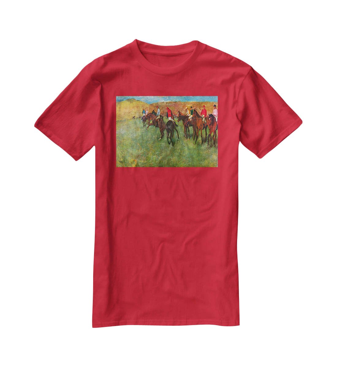 Horse race before the start by Degas T-Shirt - Canvas Art Rocks - 4