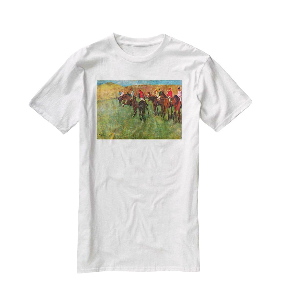 Horse race before the start by Degas T-Shirt - Canvas Art Rocks - 5