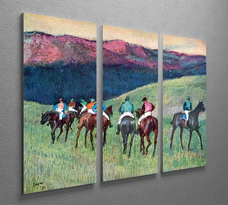 Horse racing The training by Degas 3 Split Panel Canvas Print - Canvas Art Rocks - 2