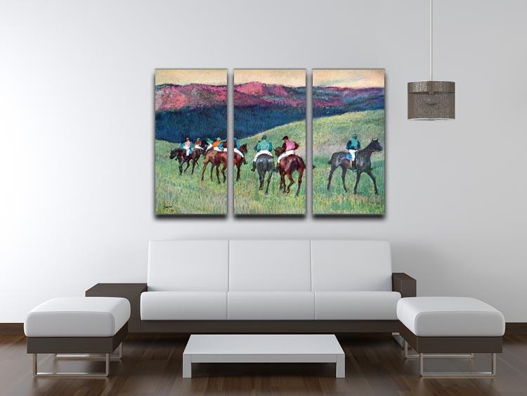Horse racing The training by Degas 3 Split Panel Canvas Print - Canvas Art Rocks - 3
