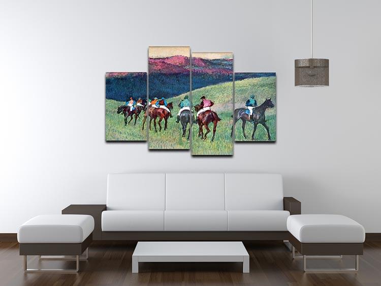 Horse racing The training by Degas 4 Split Panel Canvas - Canvas Art Rocks - 3