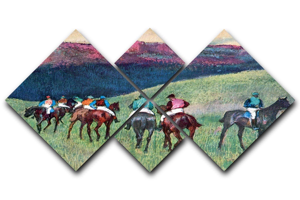 Horse racing The training by Degas 4 Square Multi Panel Canvas - Canvas Art Rocks - 1