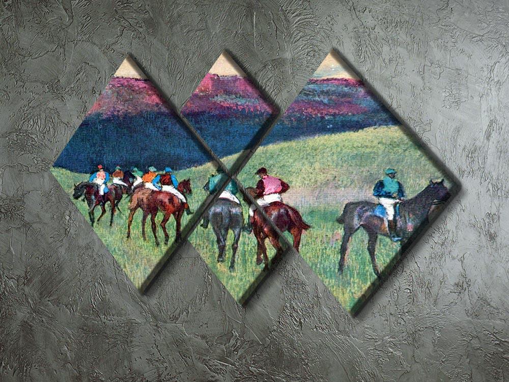 Horse racing The training by Degas 4 Square Multi Panel Canvas - Canvas Art Rocks - 2