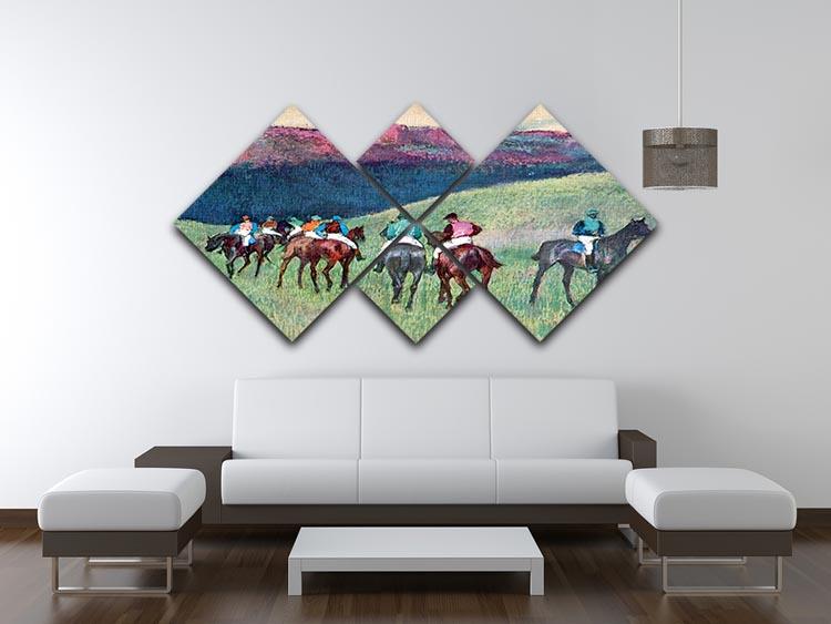 Horse racing The training by Degas 4 Square Multi Panel Canvas - Canvas Art Rocks - 3