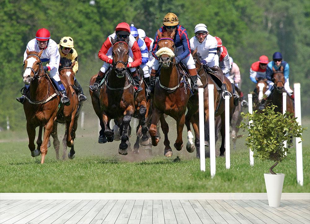 Horse racing Wall Mural Wallpaper - Canvas Art Rocks - 4