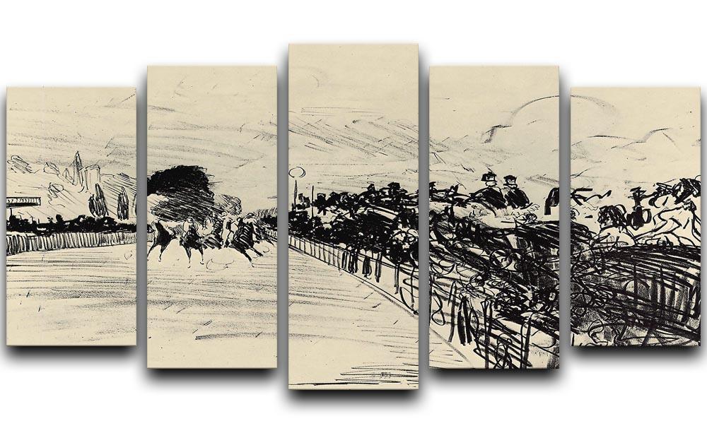 Horse racing by Manet 5 Split Panel Canvas  - Canvas Art Rocks - 1