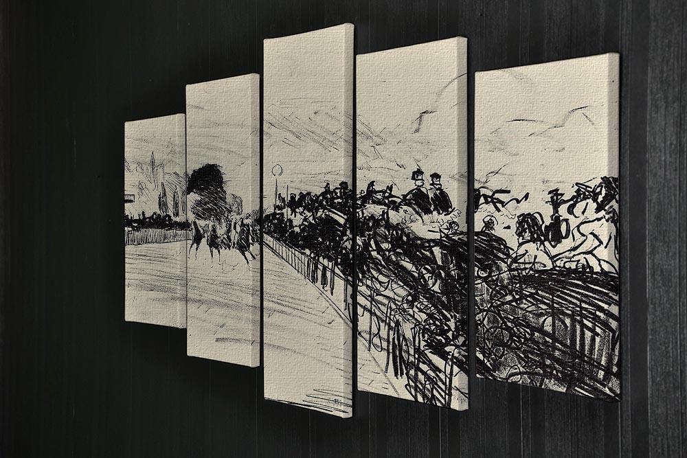 Horse racing by Manet 5 Split Panel Canvas - Canvas Art Rocks - 2