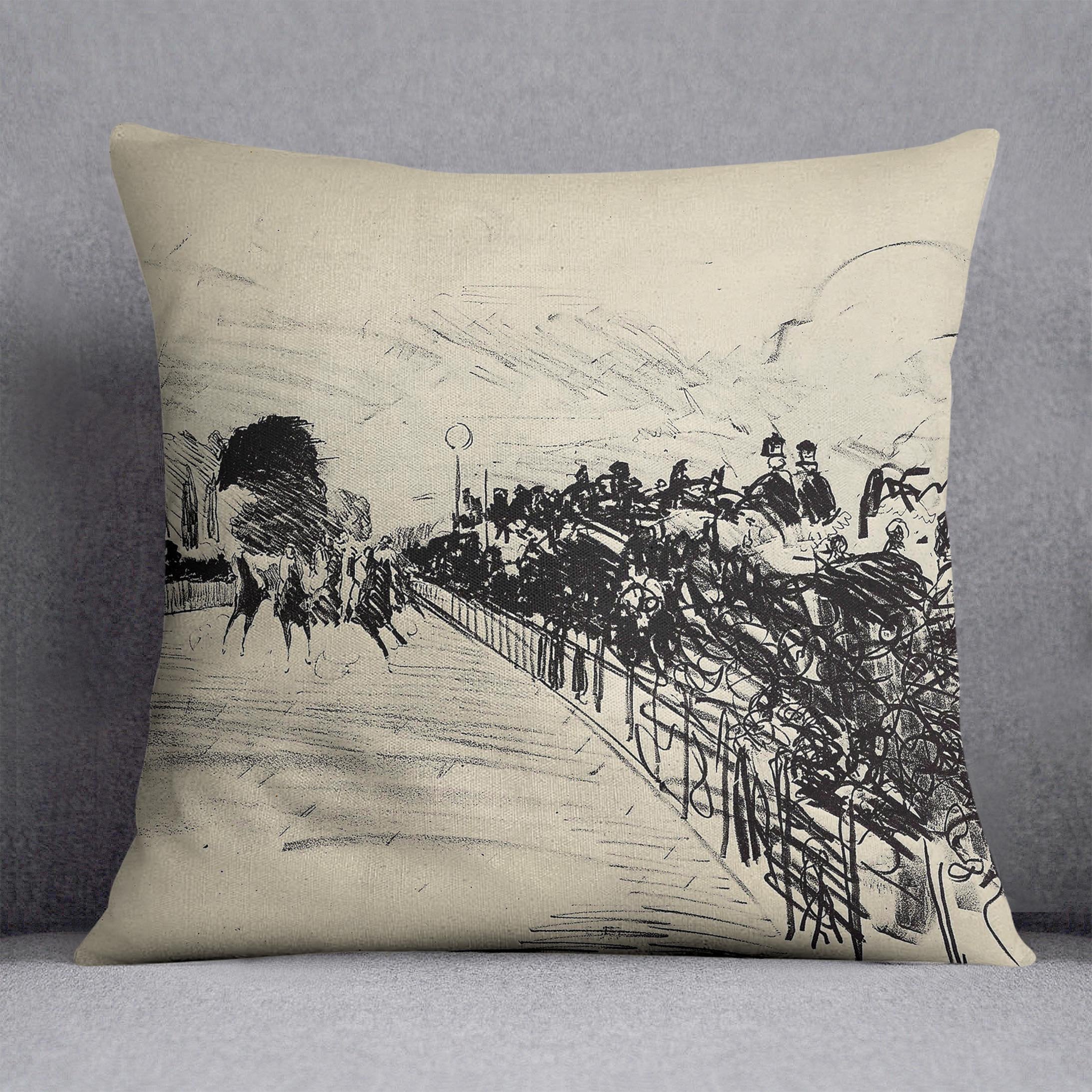 Horse racing by Manet Throw Pillow