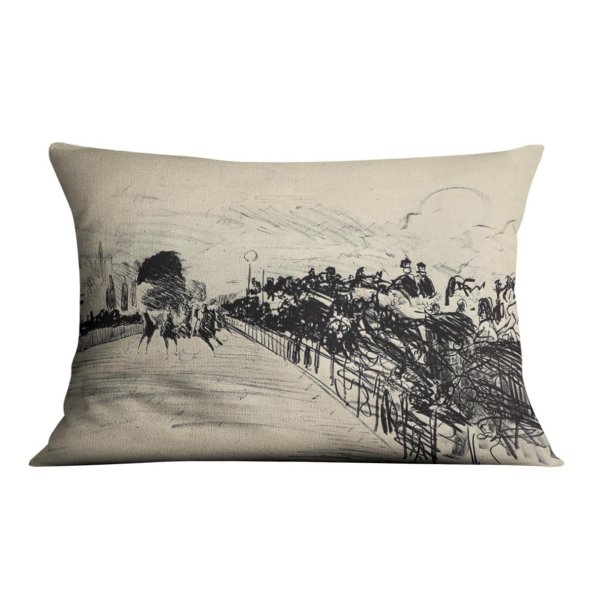 Horse racing by Manet Throw Pillow