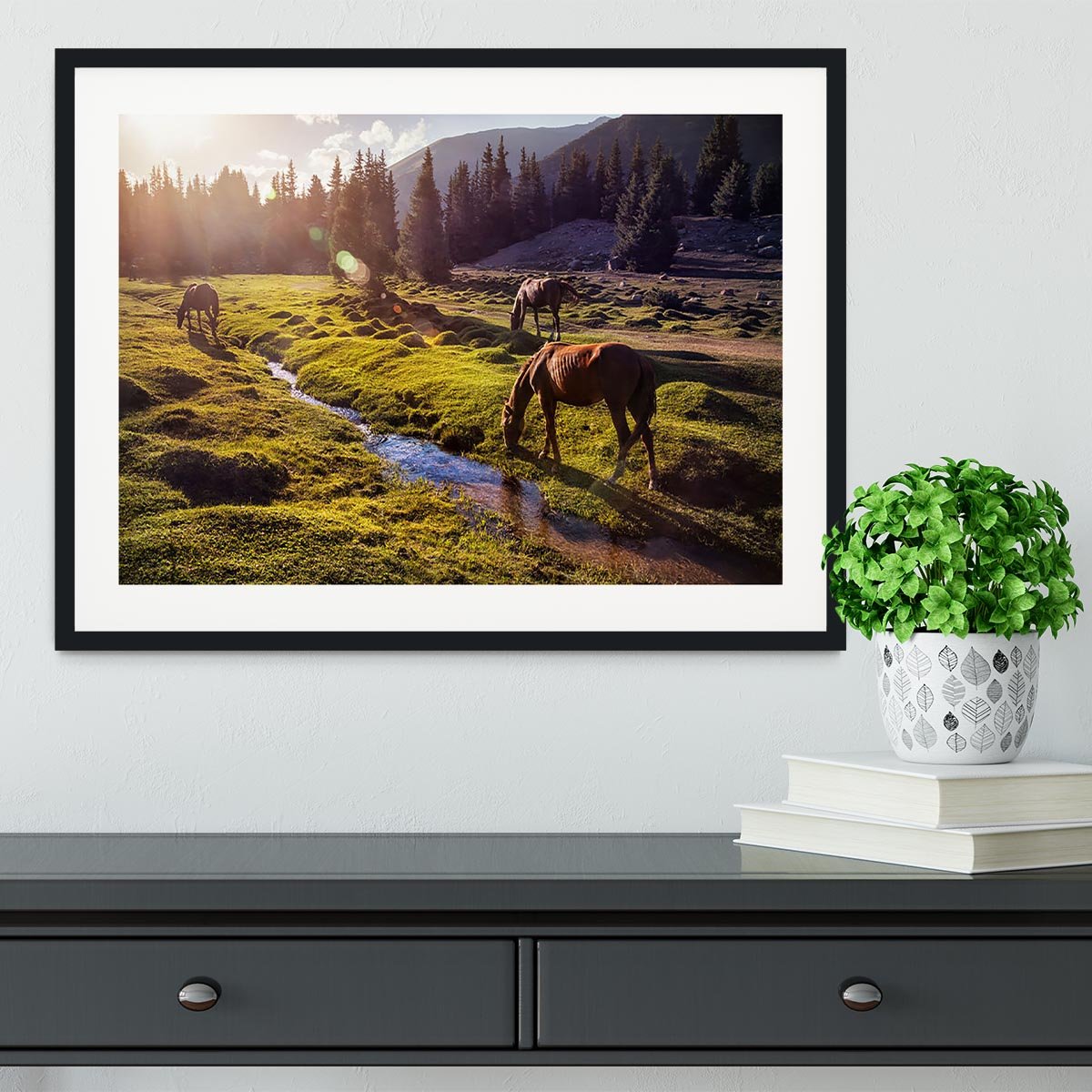 Horses in the Gregory gorge mountains Framed Print - Canvas Art Rocks - 1
