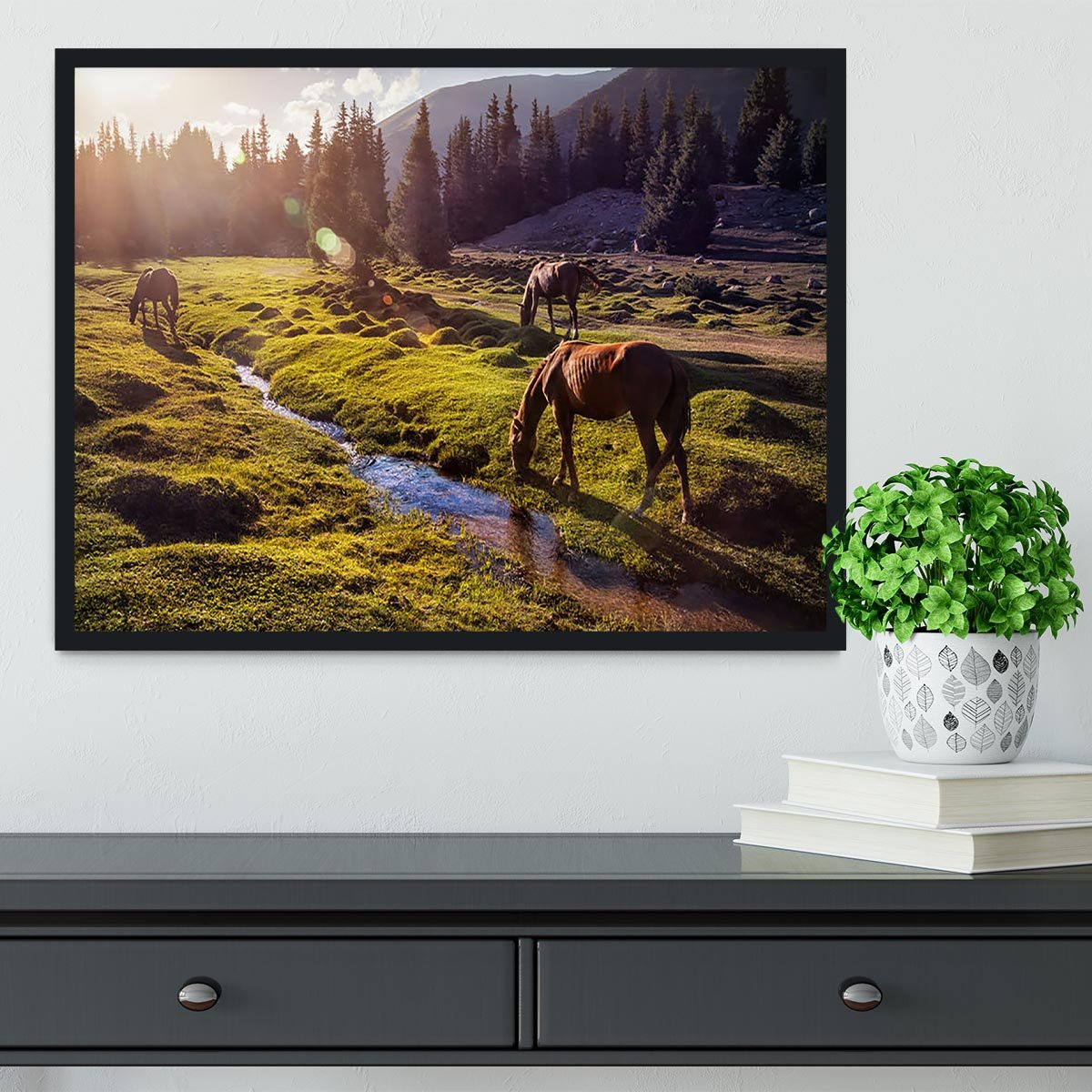 Horses in the Gregory gorge mountains Framed Print - Canvas Art Rocks - 2