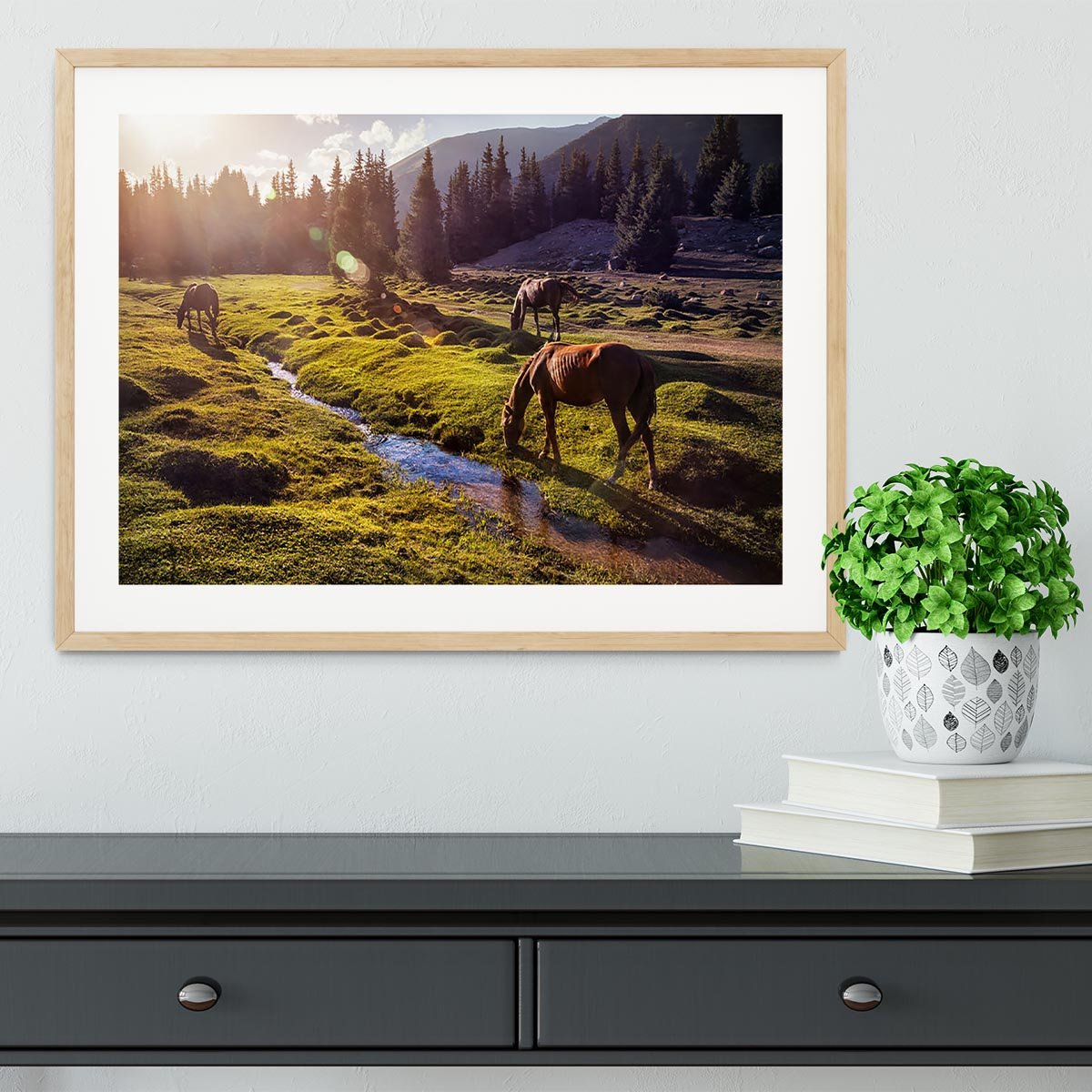 Horses in the Gregory gorge mountains Framed Print - Canvas Art Rocks - 3