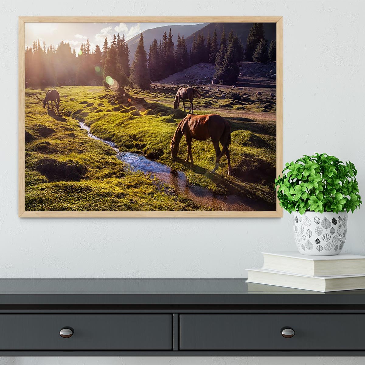 Horses in the Gregory gorge mountains Framed Print - Canvas Art Rocks - 4