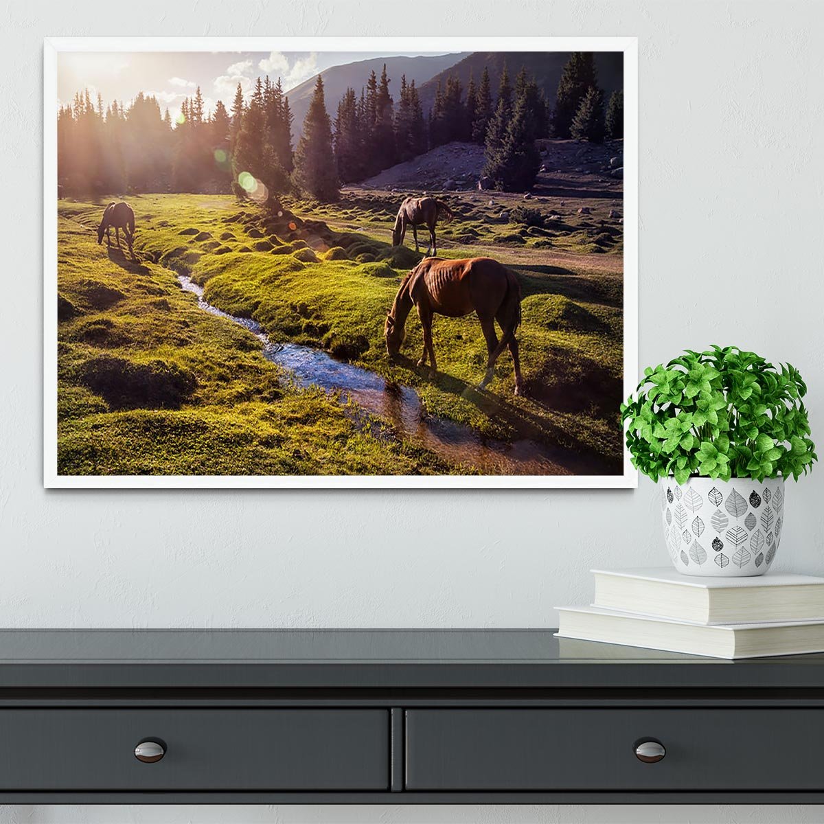 Horses in the Gregory gorge mountains Framed Print - Canvas Art Rocks -6