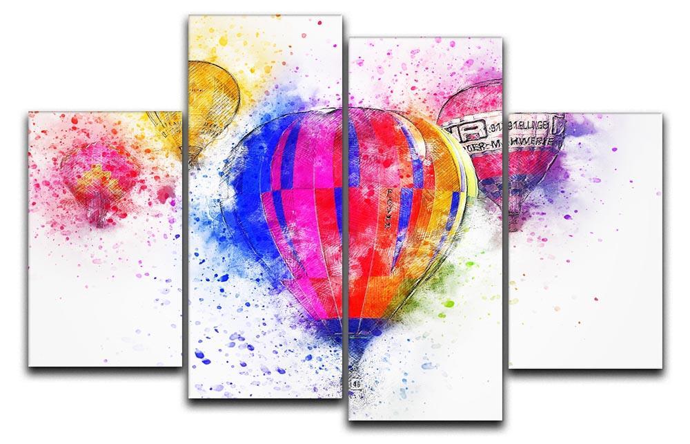 Hot Air Ballon Splash Version 2 4 Split Panel Canvas  - Canvas Art Rocks - 1