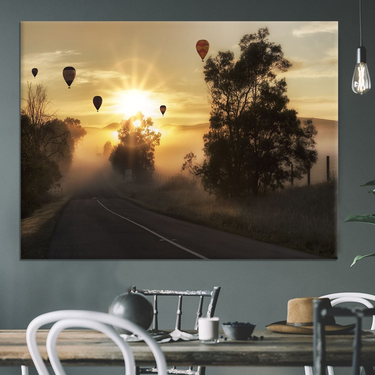 Hot Air Balloon Sunrise Canvas Print or Poster