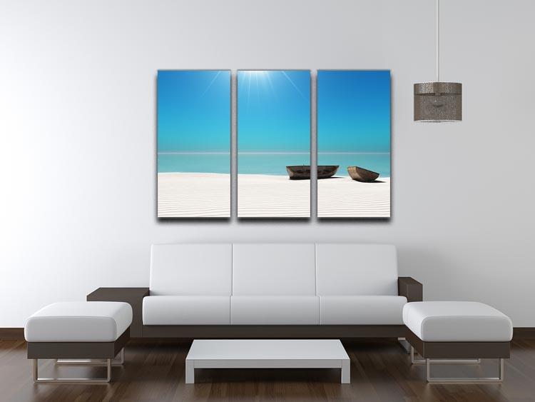 Hot Sun on White Sand 3 Split Panel Canvas Print - Canvas Art Rocks - 3