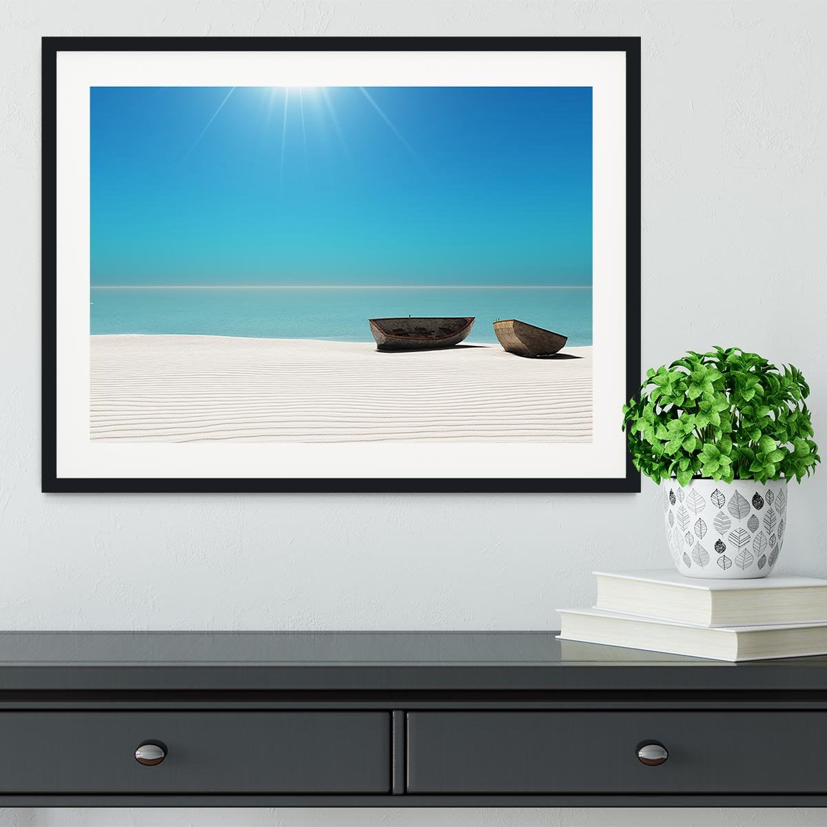 Hot Sun on White Sand Framed Print - Canvas Art Rocks - 1