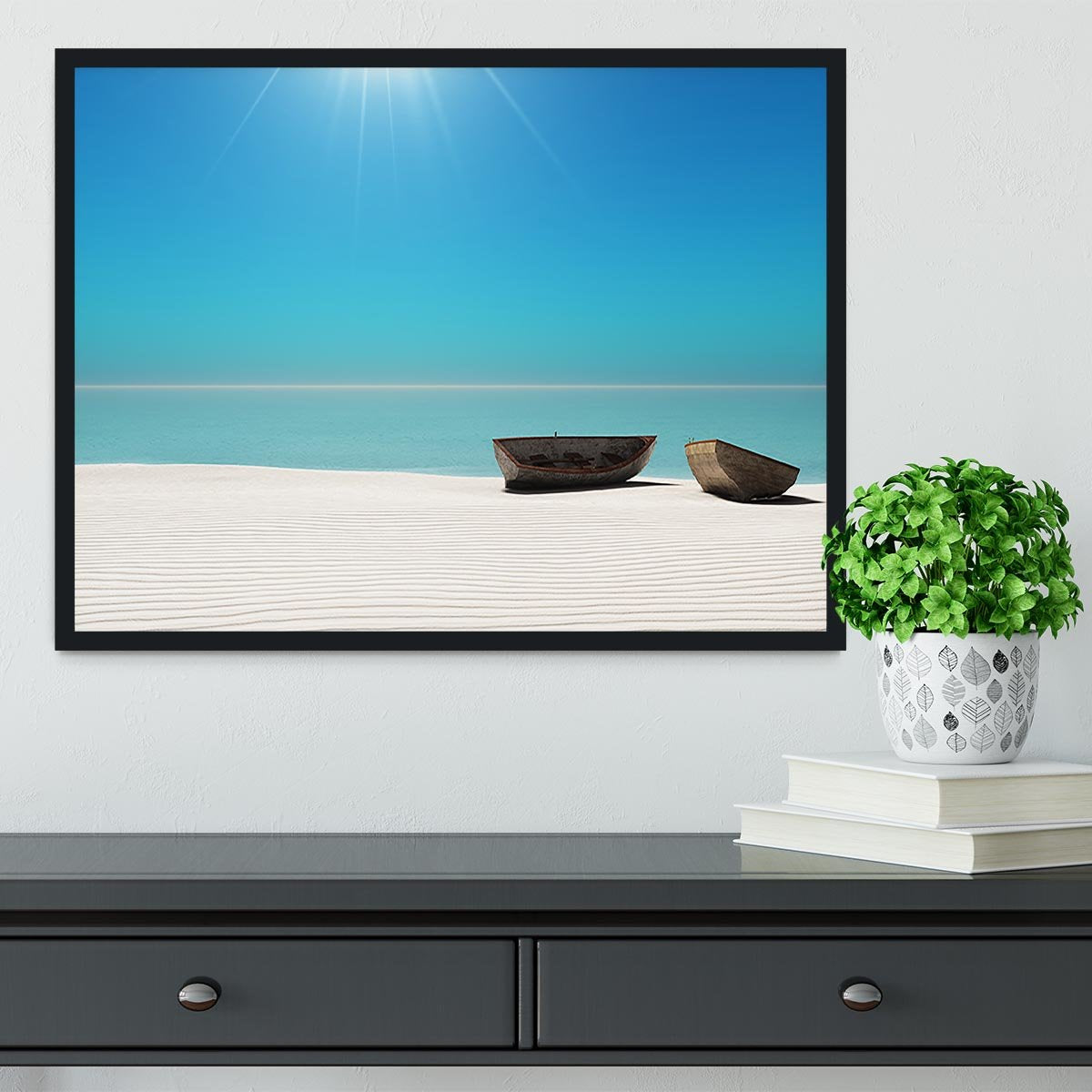 Hot Sun on White Sand Framed Print - Canvas Art Rocks - 2