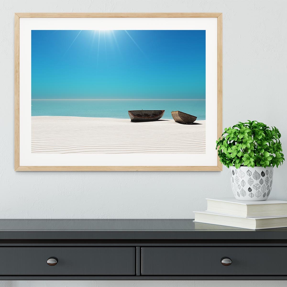 Hot Sun on White Sand Framed Print - Canvas Art Rocks - 3