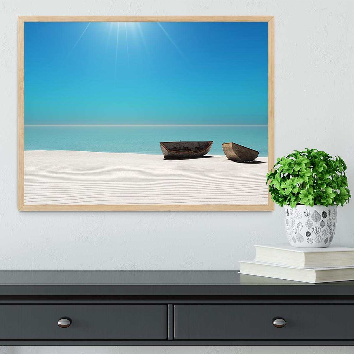 Hot Sun on White Sand Framed Print - Canvas Art Rocks - 4