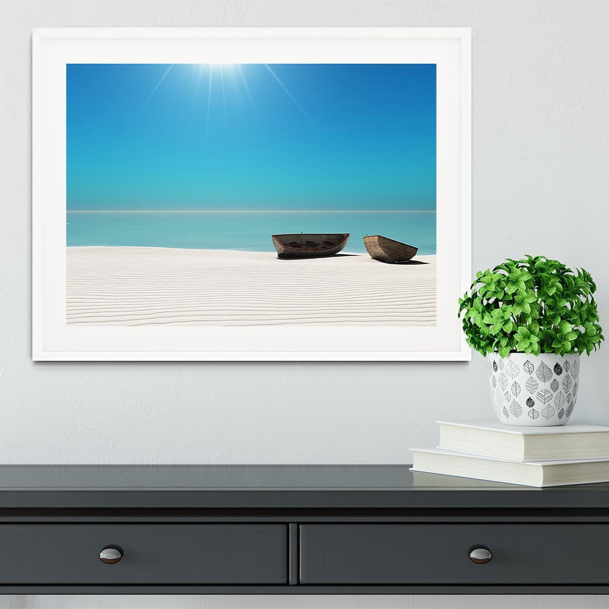Hot Sun on White Sand Framed Print - Canvas Art Rocks - 5