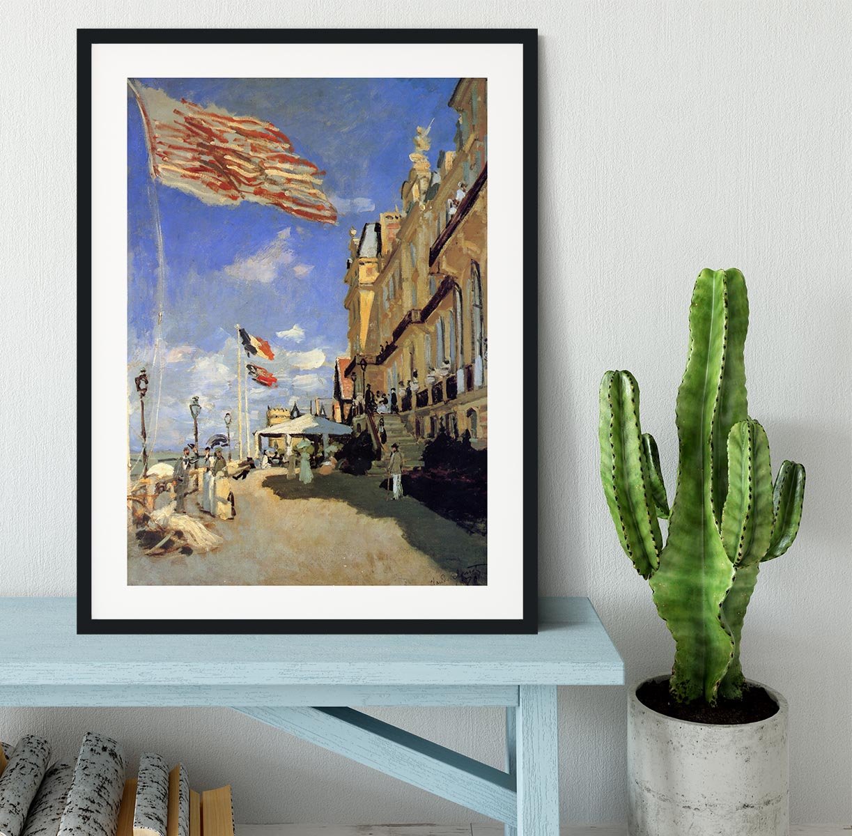 Hotel de Roches Noires a Trouville by Monet Framed Print - Canvas Art Rocks - 1
