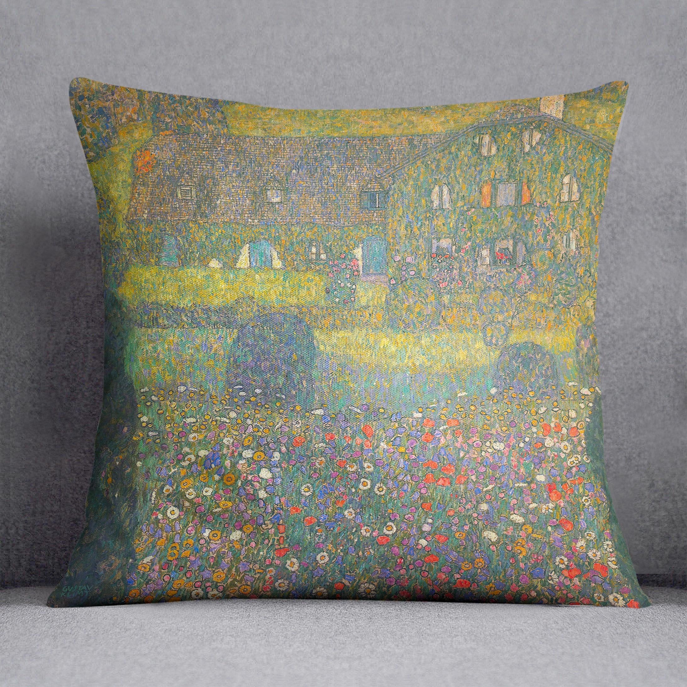 House in Attersee by Klimt Throw Pillow