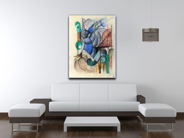 House in abstract landscape by Franz Marc Canvas Print or Poster - Canvas Art Rocks - 4