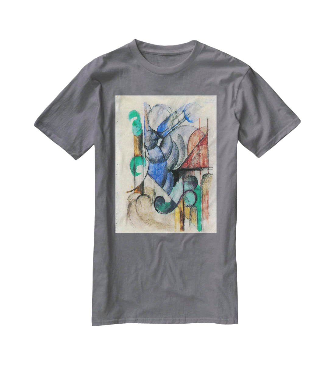 House in abstract landscape by Franz Marc T-Shirt - Canvas Art Rocks - 3