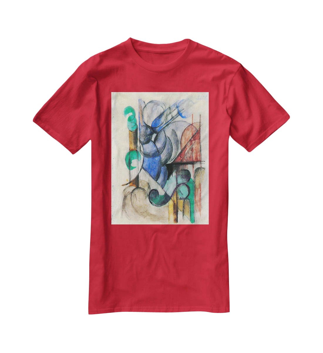 House in abstract landscape by Franz Marc T-Shirt - Canvas Art Rocks - 4
