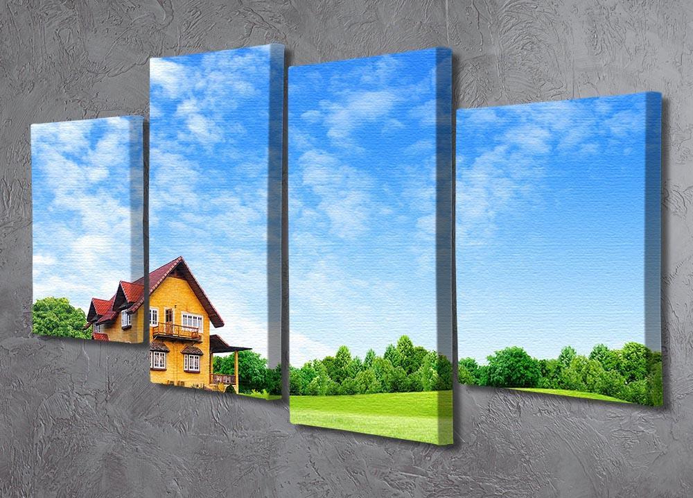 House on green field 4 Split Panel Canvas  - Canvas Art Rocks - 2