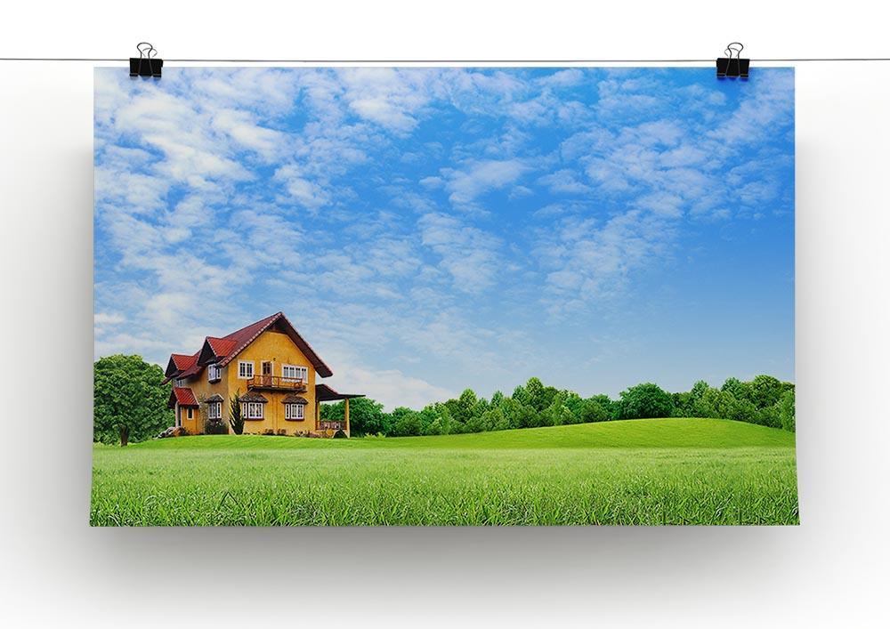 House on green field Canvas Print or Poster - Canvas Art Rocks - 2