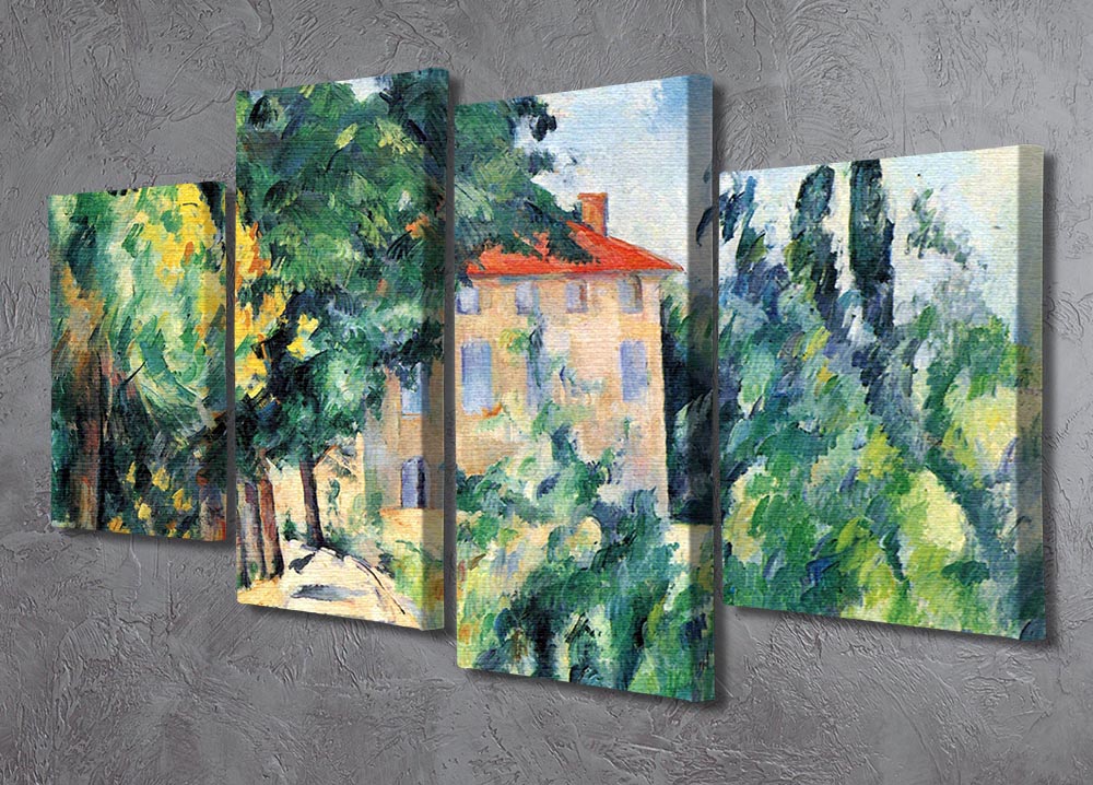 House with Red Roof by Cezanne 4 Split Panel Canvas - Canvas Art Rocks - 2