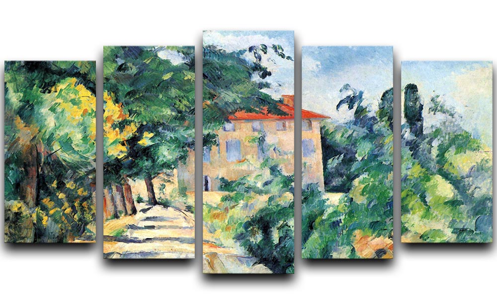 House with Red Roof by Cezanne 5 Split Panel Canvas - Canvas Art Rocks - 1