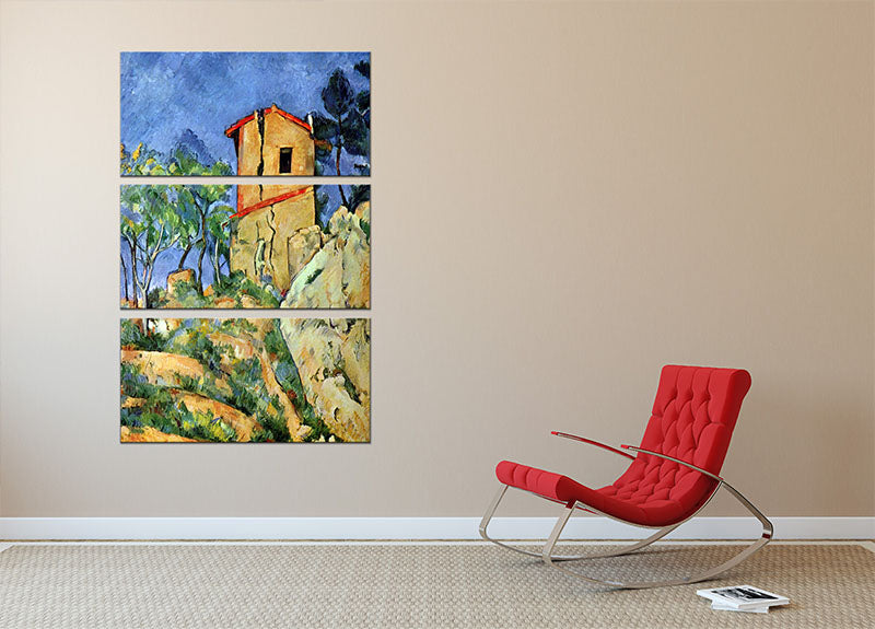 House with Walls by Cezanne 3 Split Panel Canvas Print - Canvas Art Rocks - 2