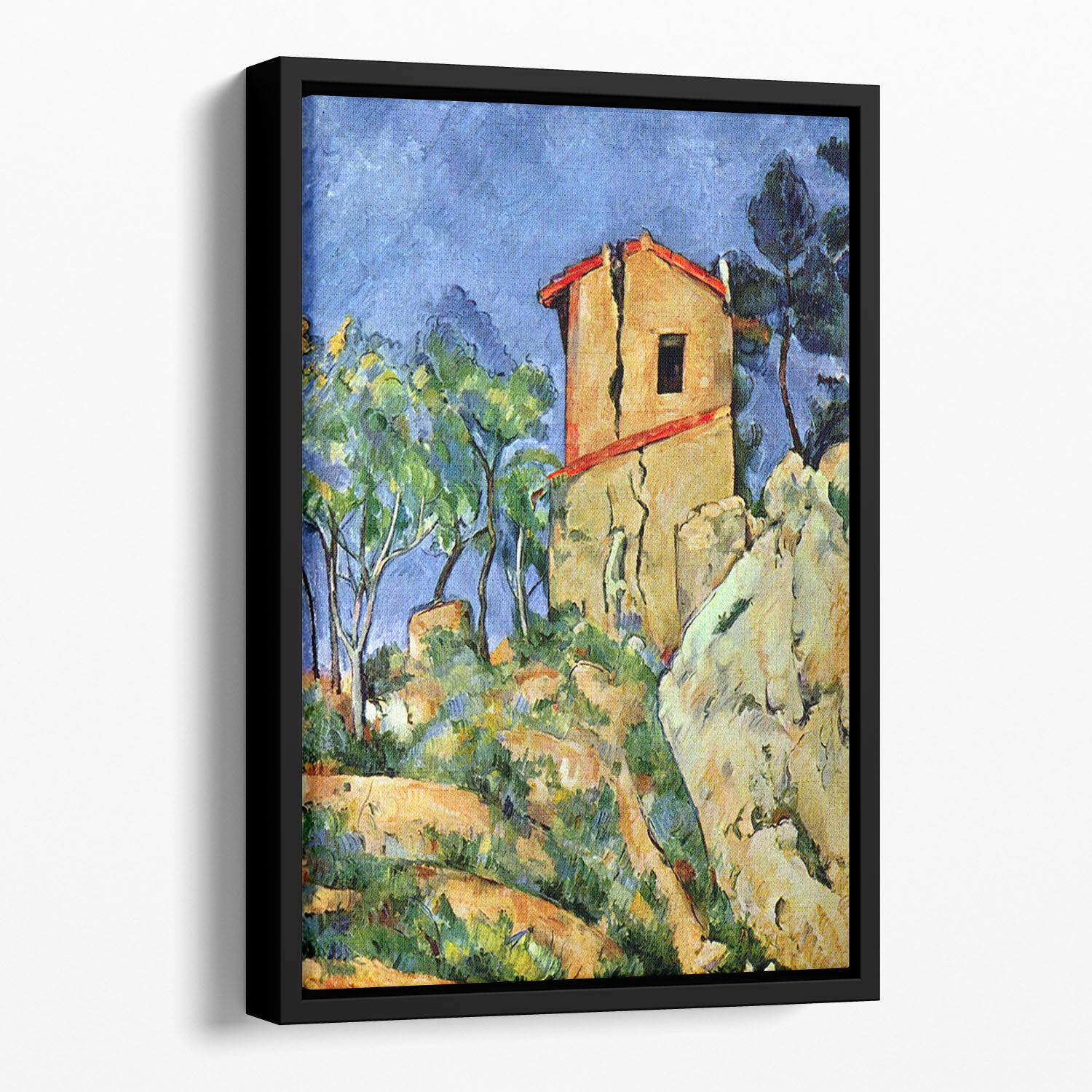 House with Walls by Cezanne Floating Framed Canvas - Canvas Art Rocks - 1