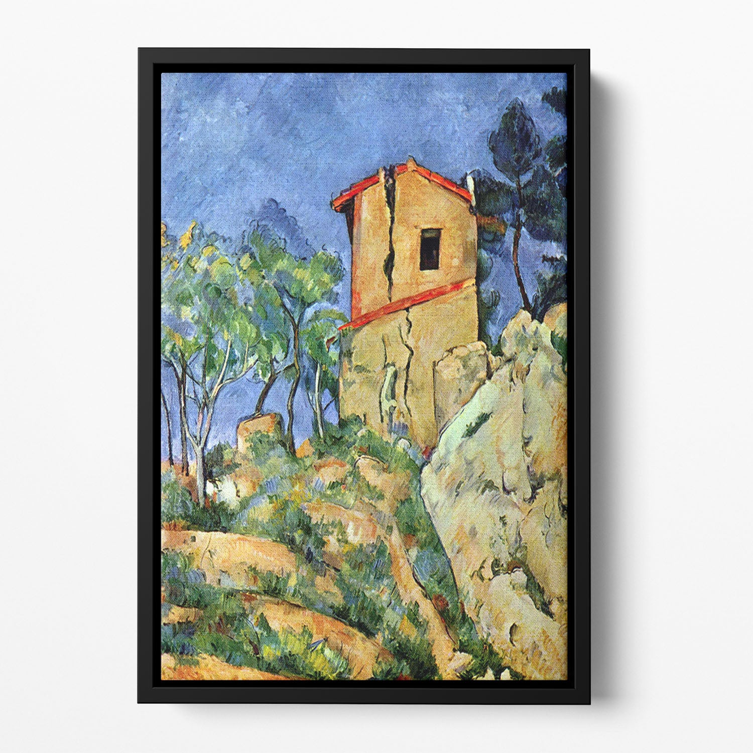 House with Walls by Cezanne Floating Framed Canvas - Canvas Art Rocks - 2