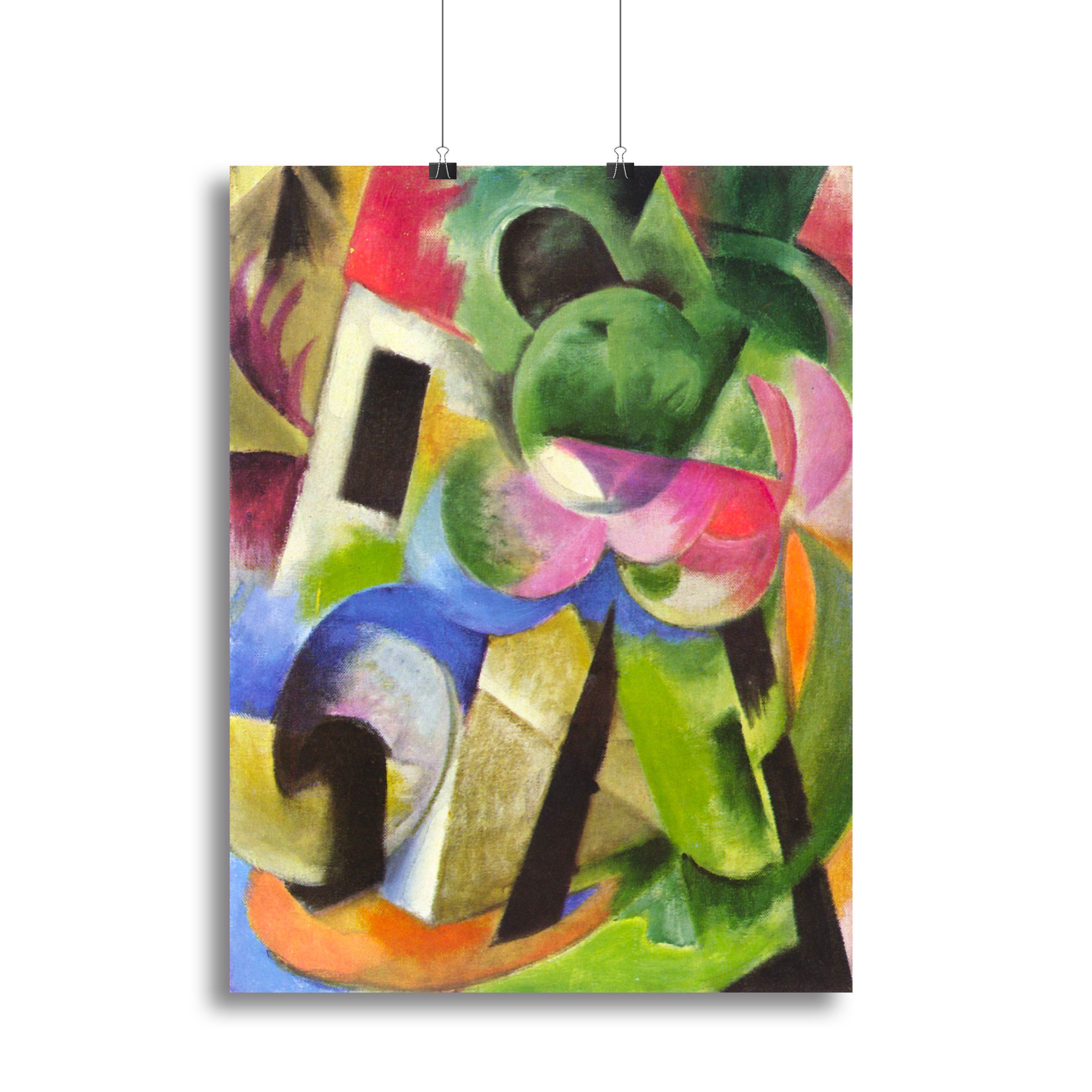 House with trees by Franz Marc Canvas Print or Poster - Canvas Art Rocks - 2