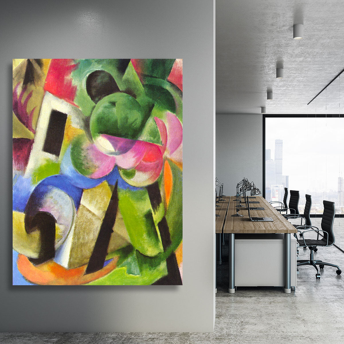 House with trees by Franz Marc Canvas Print or Poster - Canvas Art Rocks - 3