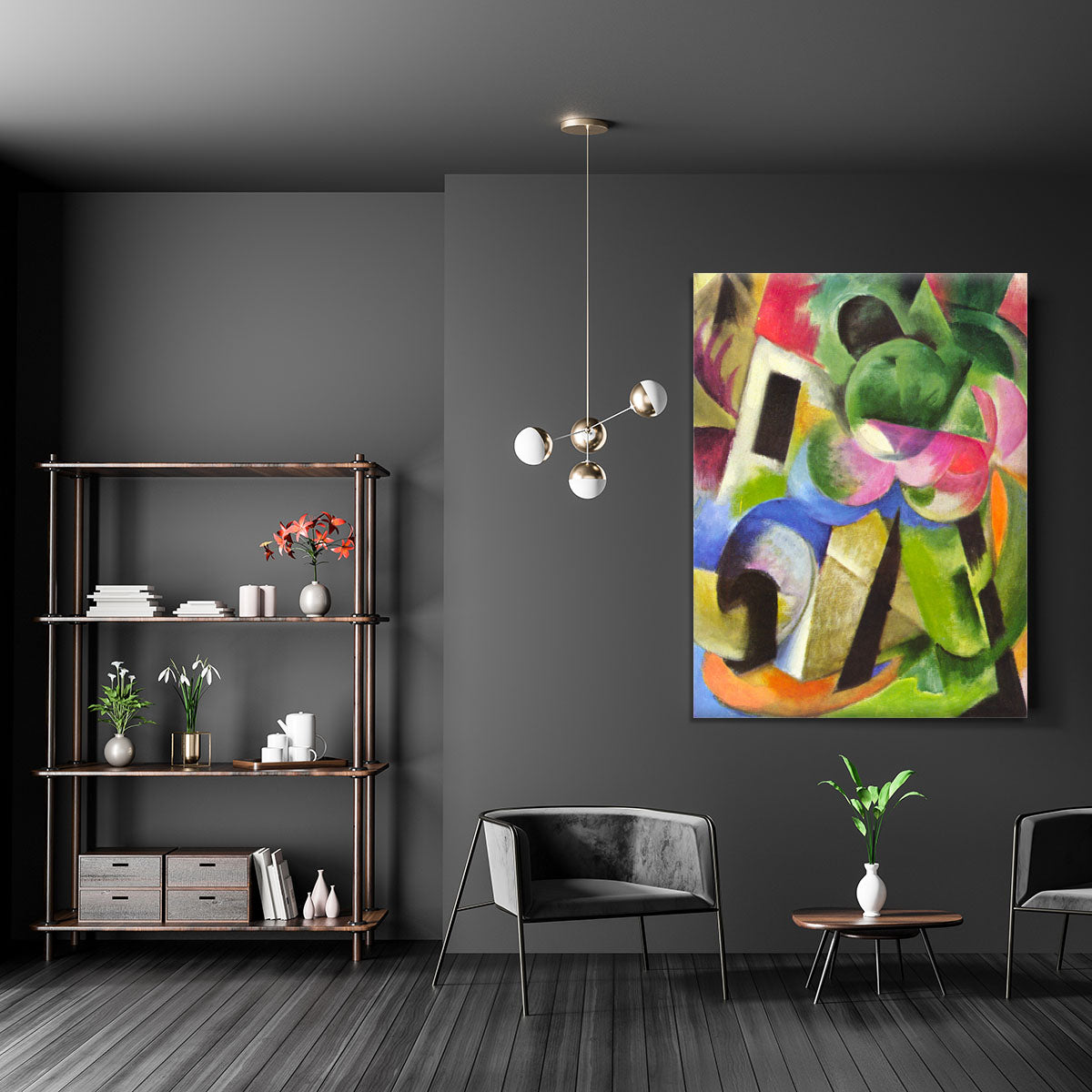 House with trees by Franz Marc Canvas Print or Poster - Canvas Art Rocks - 5