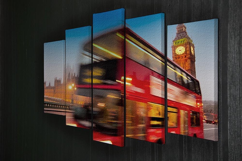 Houses Of Parliament red double-decker bus 5 Split Panel Canvas  - Canvas Art Rocks - 2