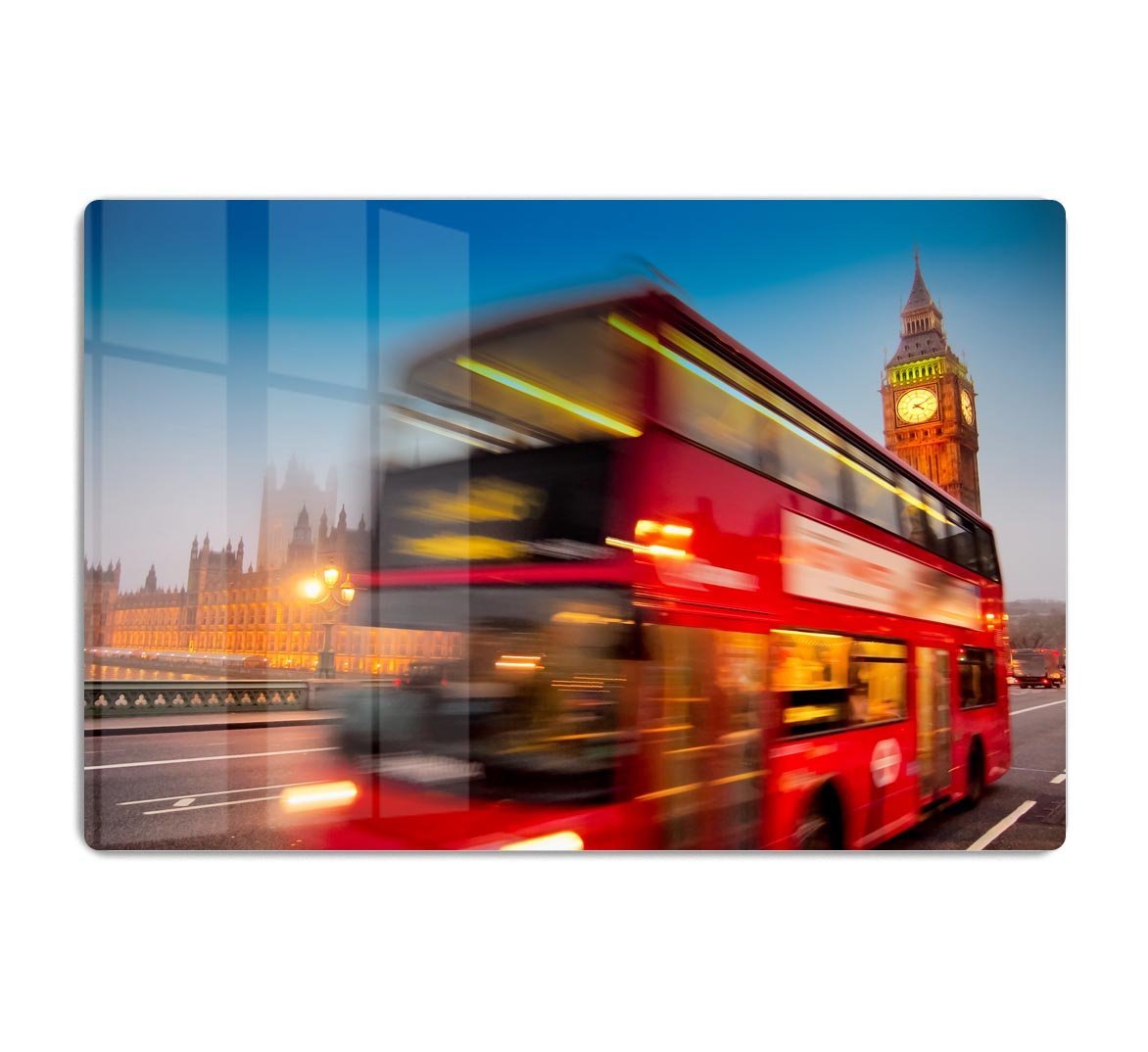 Houses Of Parliament red double-decker bus HD Metal Print