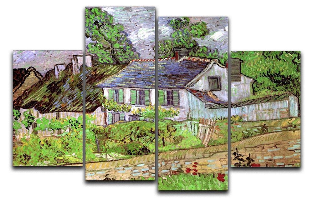 Houses in Auvers 2 by Van Gogh 4 Split Panel Canvas  - Canvas Art Rocks - 1