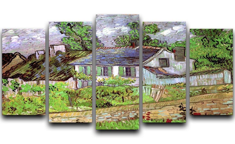 Houses in Auvers 2 by Van Gogh 5 Split Panel Canvas  - Canvas Art Rocks - 1