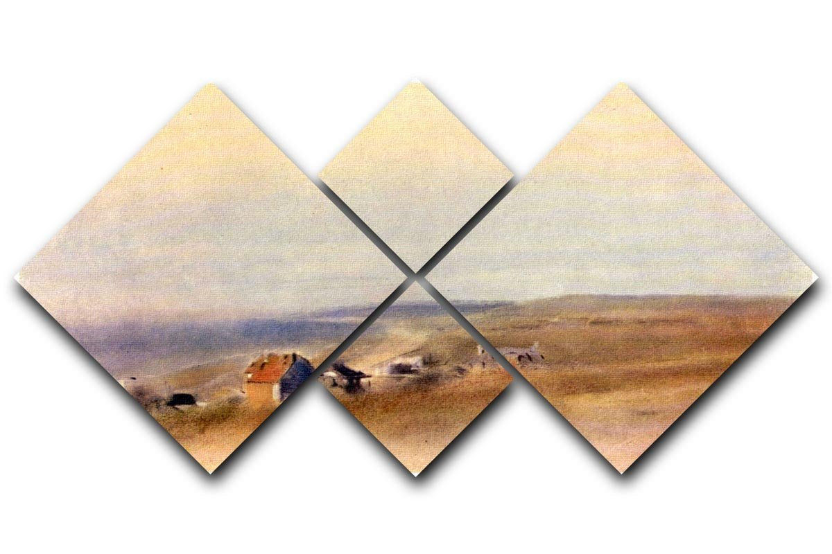 Houses on cliffs above a bay by Degas 4 Square Multi Panel Canvas - Canvas Art Rocks - 1